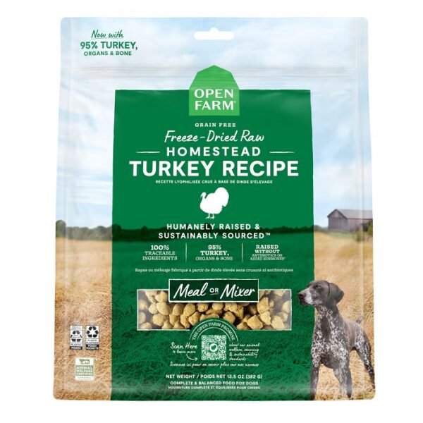 Open Farm Freeze Dried Raw Homestead Turkey Dog Food & Dog Food Topper, 22Oz