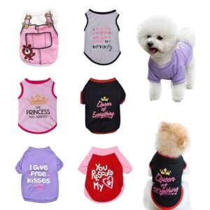 6 Pack Dog Clothes for Small Dogs Boy and Girl, Soft and Breathable Puppy Kitten Dog Shirts with Letters for Pet Cats, Summer Dogs T-Shirts Apparel Sleeveless Vests for Chihuahua Yorkies(M)