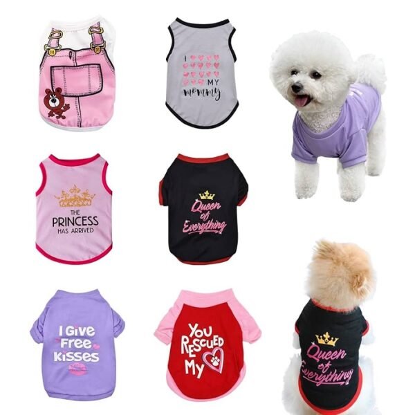 6 Pack Dog Clothes for Small Dogs Boy and Girl, Soft and Breathable Puppy Kitten Dog Shirts with Letters for Pet Cats, Summer Dogs T-Shirts Apparel Sleeveless Vests for Chihuahua Yorkies(M)